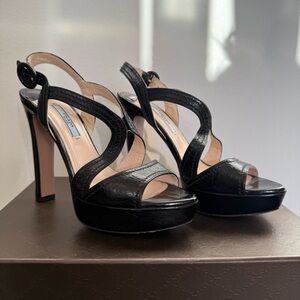Prada Black Strappy Platform Heels